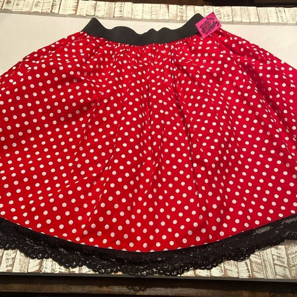 Minnie Mouse inspired Skirt lace Trim ladies M/L